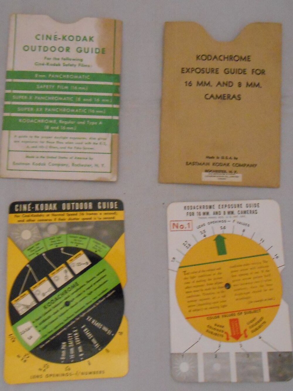Vintage Kodak Cine-Kodak Outdoor Guide And Exposure Guide, Lot Of 2, Photography
